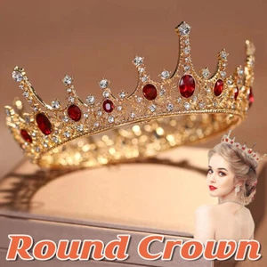 Vintage Princess Wedding Crown Hair Accessories Bridal Round Tiara Headpiece - Picture 1 of 12