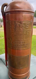 Antique Copper & Brass Atlas Fire Extinguisher - Carbonate Soda - Picture 1 of 24