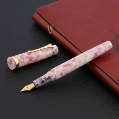 Lujosa Pluma Estilográfica Acrílica Sakura Rosa Giratoria Regalo Escritura Nueva Foto 1 de 4