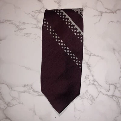 Ralph Lancaster Corbata Granate Diseño Vertical Rayas 58” Largo 4” Ancho Base Foto 1 de 3