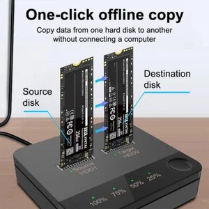 M.2 SATA Clone Docking Station SSD Duplicator Function Support Disk NEW~ еа D6U6 - Afbeelding 1 van 8