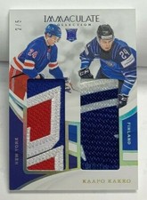 Kaapo Kakko 2019 Panini Immaculate Collection PLATINUM Dual Logo Patch RC #d 2/5