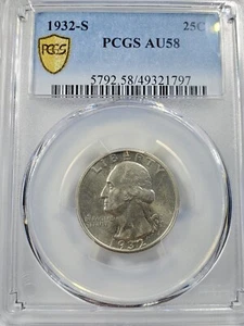 1932-S Washington Quarter PCGS AU58 True View Gold Shield 🛡. - Picture 1 of 4