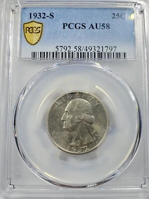 1932-S Washington Quarter PCGS AU58 True View Gold Shield 🛡.  - Image 1 of 4