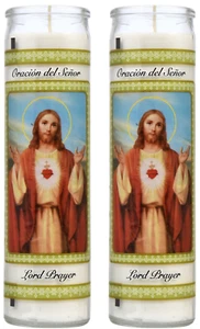 2 The Lord's Prayer Oración del Señor Unscented 8" devotional Prayer Candle - Picture 1 of 3