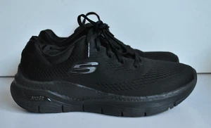 Black textile lace women chunky sole trainers size 4.5 (37.5) Skechers ArchFit - Picture 1 of 6