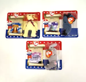 3 McDonald’s Ty Beanie Babys Plüsch 2000 American Trio Political - Bild 1 von 9