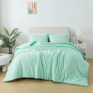 Sage Green Comforter Set King Size, Solid Lightweight Skin-Friendly Boho Bedding - Picture 1 of 7