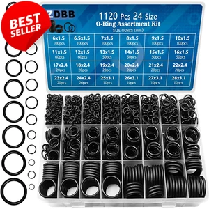 24 Größen Gummi O Ring Set, 1120 Teile schwarz kleine O Ringe Sortiment Kits, sortiert - Bild 1 von 12