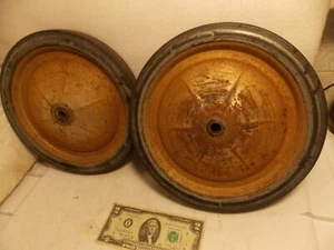 2 Vintage Steel 10x1.25 Soap Box Derby Pedal Car Wagon Cart Wheels Rim Tires 10" - Picture 1 of 18