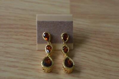3.60ct Premium Brazilian Cherry Citrine  Dangle Earrings 14K YG over Fine Silver - Image 1 of 4