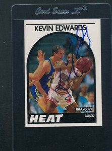 1989/90 Hoops #41 Kevin Edwards Heat Signed Auto *E511
