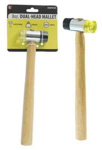 9.5"/8 oz dual plastic head mallet with wooden handle- 1" dia - Picture 1 of 5