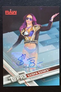 2017 Topps WWE Then Now Forever Autographs Blue SASHA BANKS /50 - Picture 1 of 2