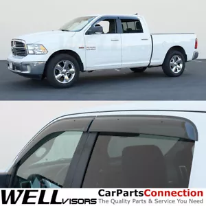 WellVisors Side Window Visors Deflectors 09-18 Dodge Ram 1500 2500 3500 Crew Cab - Picture 1 of 12