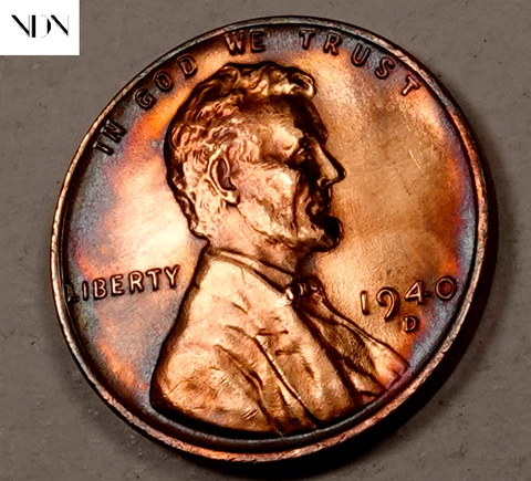 1940-D Lincoln Wheat Penny Cent - Gem BU (rainbow toned) - Better Date! #W629 Cover