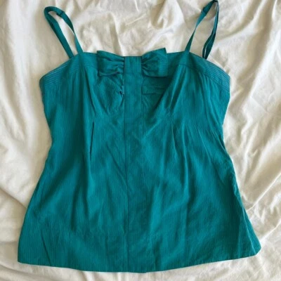 Marc by Marc Jacobs green sleeveless babydoll cami with bow - Sz 6 (AU 8) - Image 1 of 3