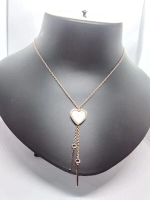 "Heart Shaped Titanium Steel Pendant Necklace Mother of Pearl Mother's Gift - Image 1 of 4