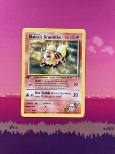 Pokemon Card Blaine’s Growlithe 35/132 1st Edition Gym Heroes Light Play - Picture 1 of 4