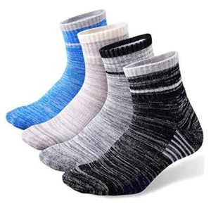 Men's Walking Hiking Socks, Wicking 10-13 Black/Light Gray/Dark Gray/Blue - Picture 1 of 8