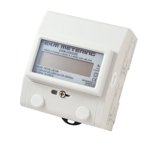 EKM Single Phase kWh Meter 100A 120/240V 2/3-Wire Pass-Through Energy Monitor - Image 1 of 1