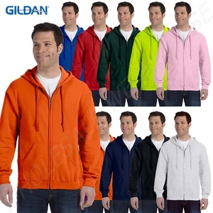 Gildan Mens Hoodie Full Zip Drawstring Ribbed Heavy Blend S-XL R-G186 - Picture 1 of 55