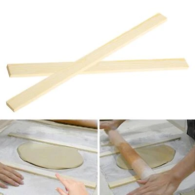 2 Pieces Measuring Dough Strips Lightweight Craft Wooden Rolling Pin Guides - Image 1 of 2