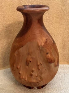 Vintage Shan Mu Tree Burled Root Carved Vase 10 Inches Tall - Picture 1 of 8