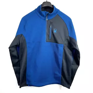 Spyder Half Zip Sweater Gait Knit Pullover Mens 2XL Blue Chest Pocket High Neck - Picture 1 of 13