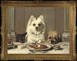 Antiguo arte maestro hecho a mano pintura al óleo animal perro sobre lienzo 30"X40" - Imagen 1 de 2