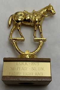 Vtg 1973 I.S.R.A. 2nd Place Figure 8 Race Rodeo Western Horse Performance Trophy - Picture 1 of 11
