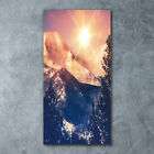 Wand-Bild Kunstdruck aus Hart-Glas Hochformat 60x120 Sonne Berge