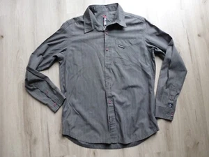 Metal Mulisha Men Button Up Shirt M Gray Pocket Long Sleeve Embroidered Logos - Picture 1 of 11
