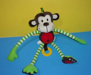 Edushape Happy Monkey Plush 16" Long Tugging Limbs Rattle Baby Toy - Afbeelding 1 van 2