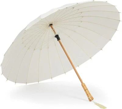 Guarda-chuva japonês Wagasa impermeável D39,3" x L30,3" branco novo - Imagem 1 de 4