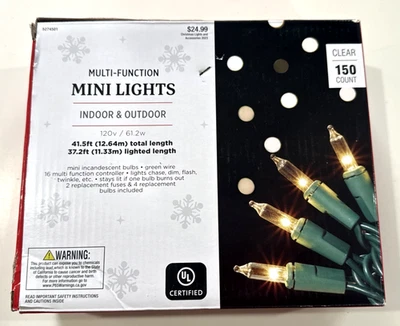 Hobby Lobby 16 Function 150 Mini Light Set Clear Incandescent Bulbs WControl Box - Image 1 of 4