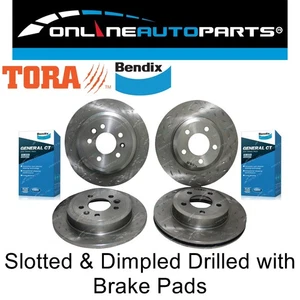 Front & Rear Slotted Drilled Disc Rotors + Bendix GCT Brake Pads for Ford BA~FG - Picture 1 of 3