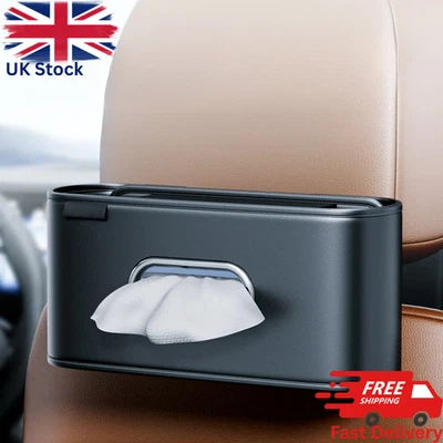 Leather Car Tissue Box Cover & Armrest Organizer