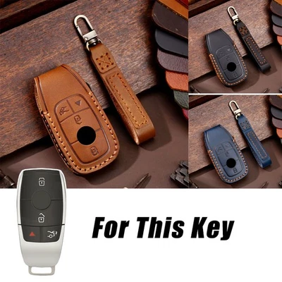 For Mercedes Benz GLC GLA CLA A B C S E G Genuine Leather Car Key Fob Case Cover Foto 1 de 4