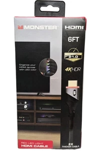 Monster MLB7-1026-RED 6ft LED Light UHD HDMI Cable - Red - Picture 1 of 9
