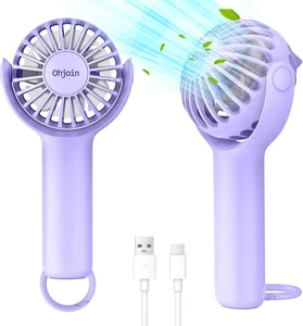 2 IN 1 Mini Portable Handheld Fan with Keychain Stand, fan, Purple - Picture 1 of 8