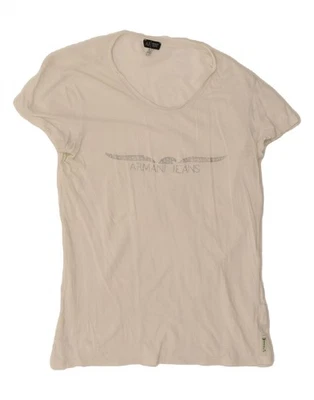 Camiseta Top ARMANI Mujer Gráfica IT 44 Mediana Blanco Algodón LH02 Foto 1 de 3