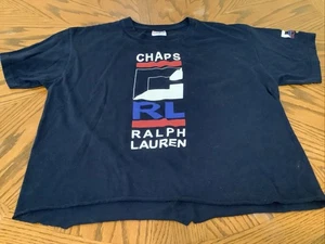 Vintage Chaps T-Shirt Ralph Lauren Spelled Out Navy Graphic, Size Med. WPL 125 - Picture 1 of 7