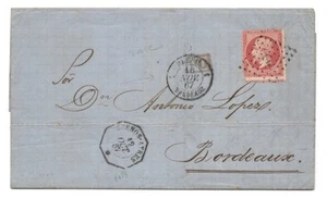 France (1867) - Letter Buenos Ayres to Bordeaux. Napoleon 80c - Picture 1 of 3