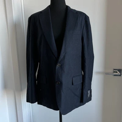 Chaqueta de Traje J Crew Ludlow Calce Ajustado en Inglés Mezcla de Lana Algodón 40S Azul Marino Foto 1 de 4