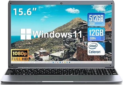 Laptop 15,6 Zoll HD Display Intel N5095 Bis zu 2,9Ghz 12GB + 512GB SSD 7200mAh - Bild 1 von 4