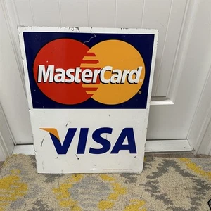 MasterCard Visa Metal Poste Sign Gasolinera 2006 G.B. Frank International - Imagen 1 de 10