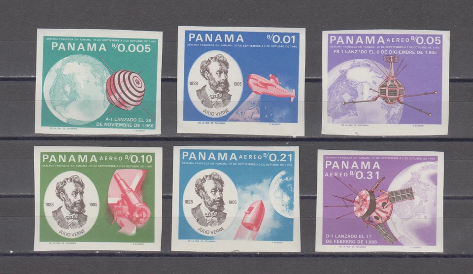PANAMA  : 1966 - MNH  -  SCOTT # 474/74E  IMPERF.   CPLT. SET   JULES VERNE - Image 1 of 1