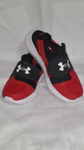 NWOT Under Armour Run Play Kids 4.5Y Red Black Slip On Shoes White comfort - Picture 1 of 5