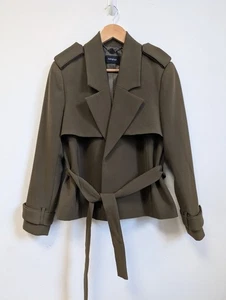 M&S Autograph - Women's - Khaki Green Short Trench Style Jacket - UK Size 12 - Picture 1 of 4